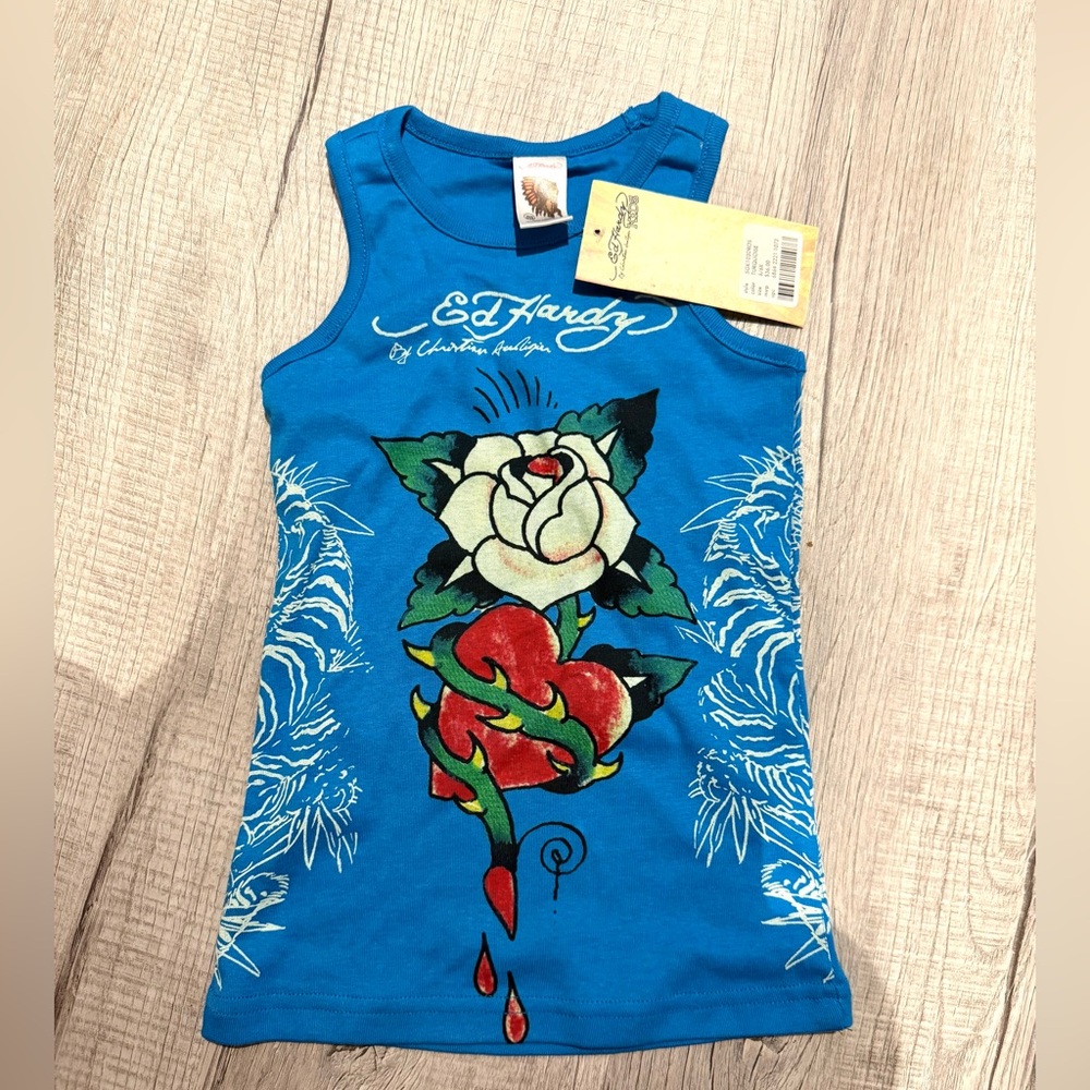 Ed Hardy Vibrant Blue Kids Tank Size 6/6x
